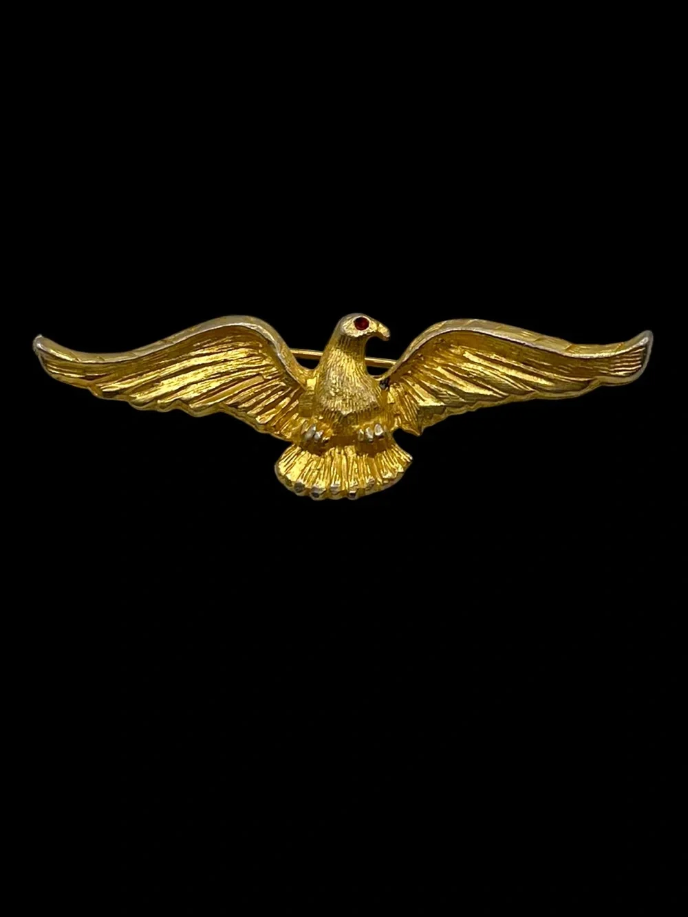 Vintage Gold Tone American Eagle Spread Wings Brooch Pin